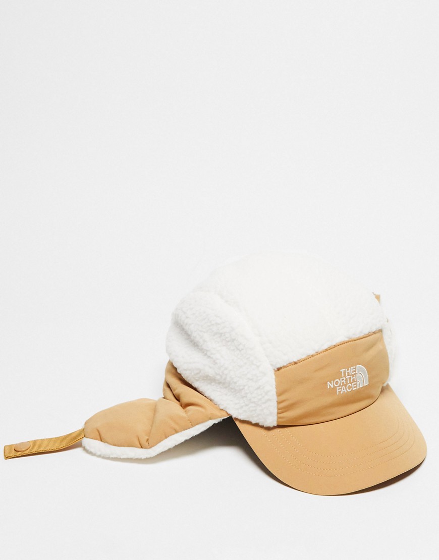 The North Face Cragmont fleece trapper hat in off white and beige