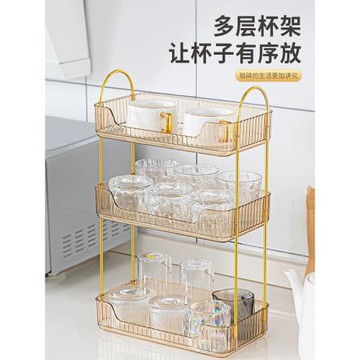 杯子收納置物架杯架子家用放水杯架收納盒桌面多層茶具茶杯收納架
