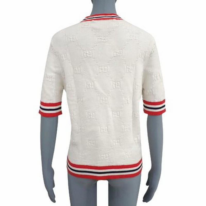 GUCCI 半袖ニットセーター 赤と白 【公式通販】