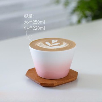 日式漸變色豬口杯陶瓷咖啡杯250毫升手握杯拿鐵拉花杯子