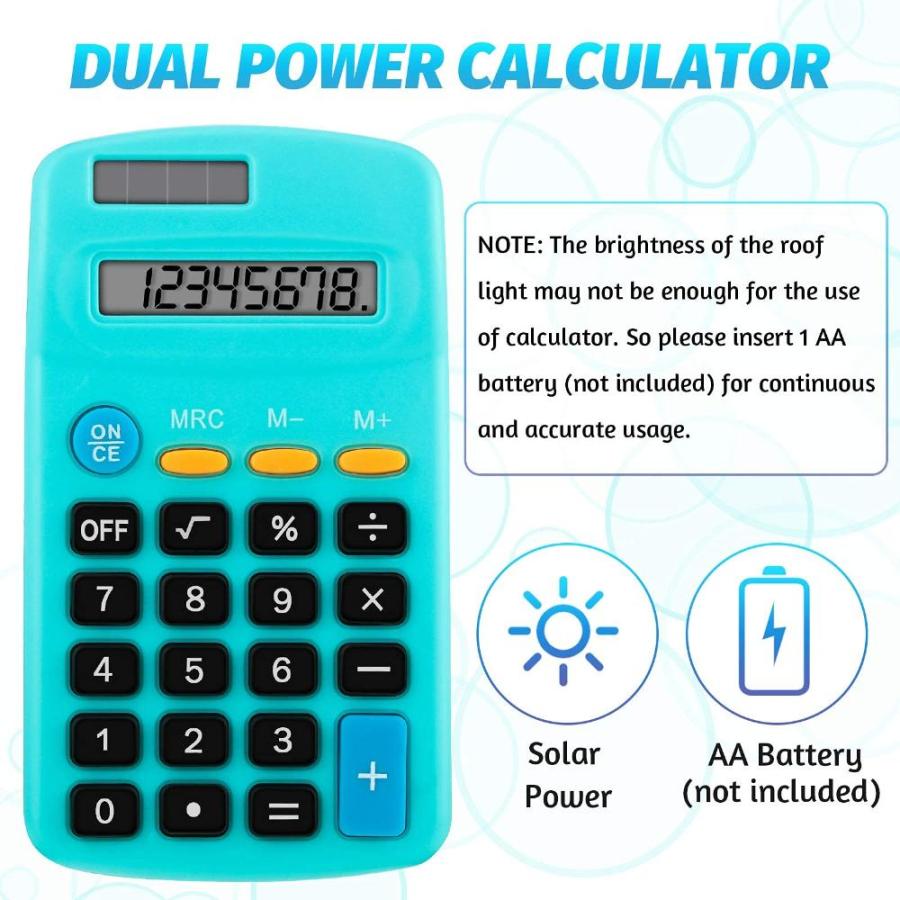 Pocket Size Calculator Digit Display Basic Calculator Solar Battery Dual