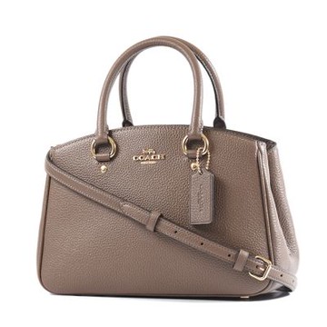 COACH Savannah 鵝卵石紋皮革手提/斜背二用包-可可色/小