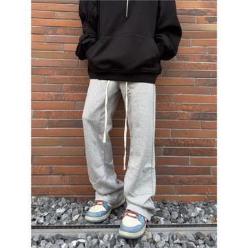 scs想文 美式街頭工裝伐木抽繩衛褲男女純色寬松運動墜感顯瘦長褲