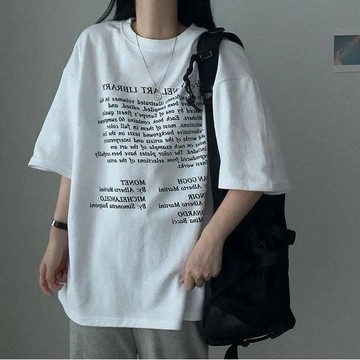 Vuja de 純棉 t恤 短袖上衣女 英文印花 T恤 韓國上衣 oversize T恤 寬鬆上衣 ins風 潮流衣服
