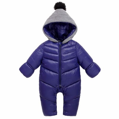 Happy Cherry Baby Boys Hooded Puffer Jacket Jumpsuit Winter Snowsuit Coat  Warm Snow Wear Outwear Down Coats 0-6 Months Dark Blue[並行輸入品]