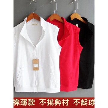 停產價春夏秋款馬夾衛衣無袖拉鏈立領外套純棉薄背心女款寬松開衫