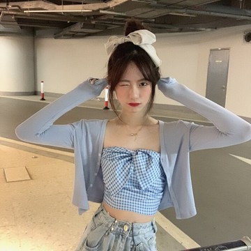 短款長袖針織開衫女年新款春季韓版寬松打底衫辣妹上衣女夏