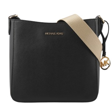 Michael Kors Jet Set Travel 金字防刮帆布斜背郵差包(黑色)