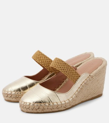 Malone Souliers Siena 70 metallic leather espadrille wedges