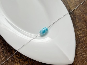 玉化拉利瑪 海紋石 925銀針鍊 改善溝通技巧 消除整日工作疲勞