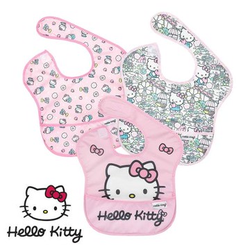 Bumkins 防水圍兜兜(三件組)-Hello Kitty