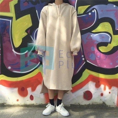 ワンピース レディース ロングワンピース トップス カジュアル プルオーバー ゆったり フード付き ファション 長袖 冬 秋 春 通販 Lineポイント最大get Lineショッピング