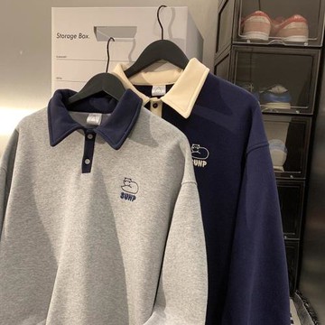 polo領衛衣男春秋新款寬松休閑男裝衣服日系潮牌高級感學院風上衣