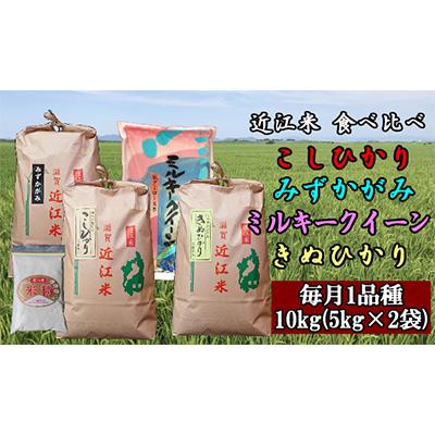 ふるさと納税 竜王町 近江米10kg　4品種食べ比べ　米粉付き全4回