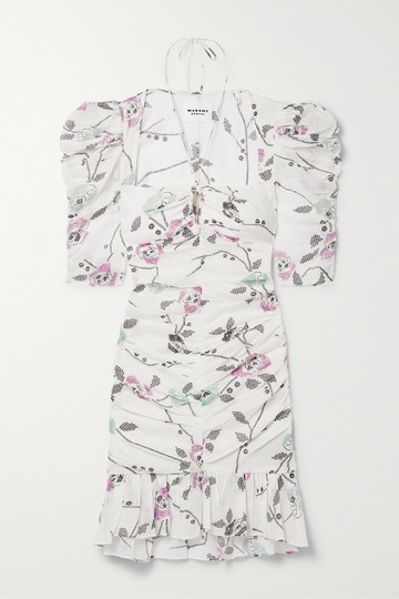 Isabel Marant Étoile - Galdino Ruched Floral-print Cotton-voile Mini Dress - White - FR34