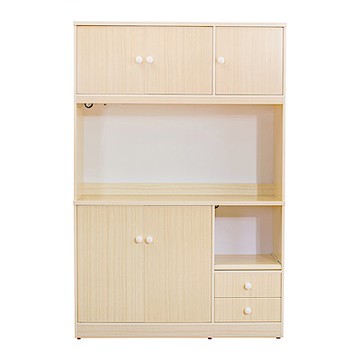 Birdie南亞塑鋼-4.2尺五門二抽塑鋼電器櫃/收納餐櫃(白橡色)-126x41x190cm