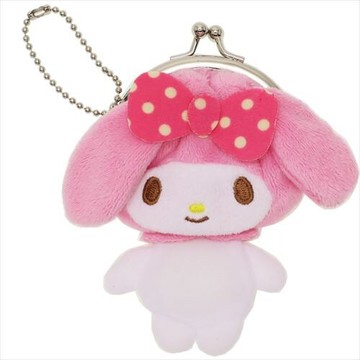 大賀屋 美樂蒂 零錢包 掛飾 吊飾 娃娃 錢包 扣式  my melody 三麗鷗 日貨 正版 授權 J00010395