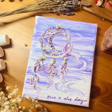 捕夢網壓克力水晶畫/手繪訂製/油畫布/寧靜祝福