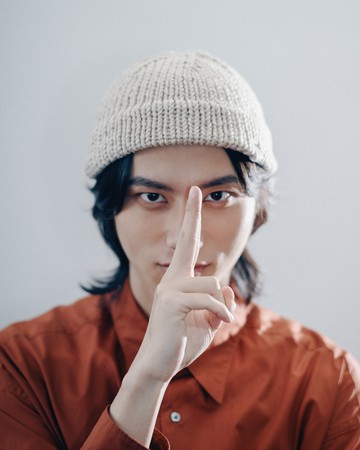 K046 手工編織超短圓頂毛帽水兵帽 - 淺卡