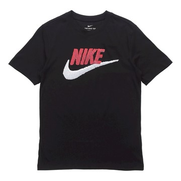 Nike Sportswear Logo Printing Round Neck Short Sleeve Obsidian Color Black