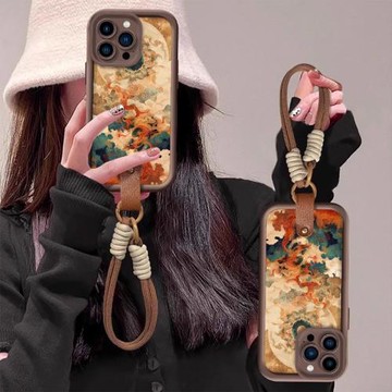 丹云金芒適用蘋果17promax手機殼16新款iphone15pro小羊皮帶掛繩14plus復古軟殼13保護套12高級感11小清新女