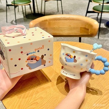 ✨可開發票#可愛馬剋盃情侶對盃送女生高顔值陶瓷盃早餐盃男生日禮物咖啡水盃#免運