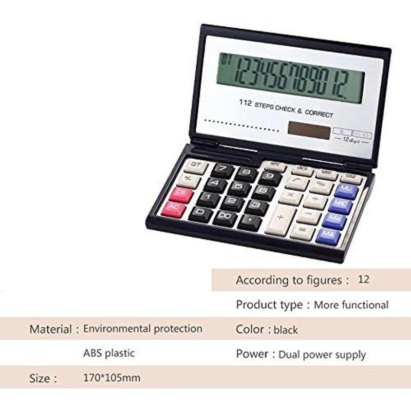 12桁の大型ディスプレイ付き折りたたみ電卓