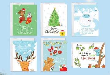 聖誕賀卡包6張 | 可愛的聖誕賀卡