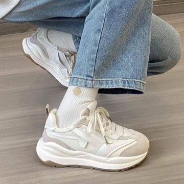 🔥台灣出貨🔥厚底華夫阿甘鞋增高闆鞋複古小白鞋青老爹鞋時尚女鞋  鞋子