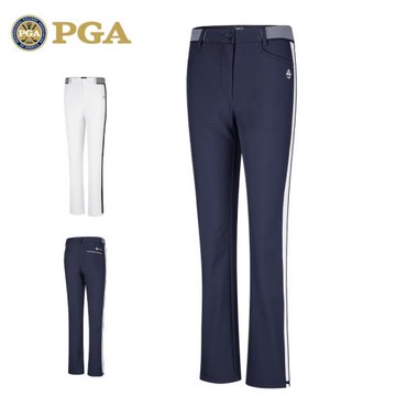 美國PGA 高爾夫球褲女秋冬長褲9分褲加絨保暖磨毛條杠彈力運動褲