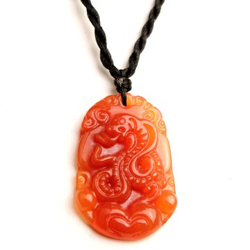 正品 開光天然瑪瑙 十二生肖屬蛇吊墜 男女款本命年蛇吊墜禮物1入