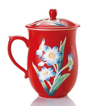 水仙高杯 / 中國紅彩 450ml