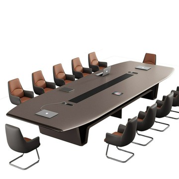 高端大中型會議桌長桌簡約現代輕奢洽談接待桌會議室辦公桌椅組合[DD030109]
