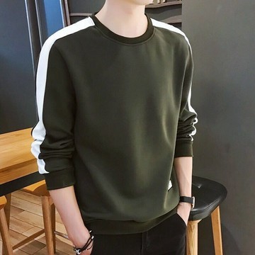 秋季新款衛衣男學生韓版潮流百搭長袖男圓領秋裝上衣男裝春秋大學T 大學T長袖 oversize帽T 純棉 寬鬆大學T 刷毛