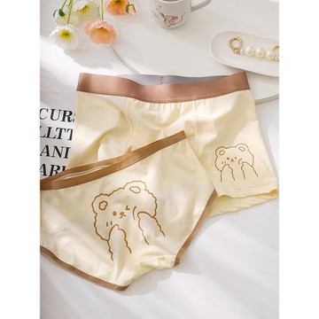 情侶內褲純棉質可愛小熊印花少女三角褲男士平角一對套裝抑菌襠部