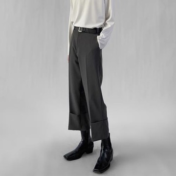 【N/A】高級感炸街西褲男新款潮流直筒褲子寬松九分休閑褲男士潮