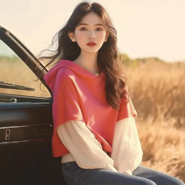 【LANNI 藍尼】★設計款撞色拼接帽T(上衣/女裝/連帽/休閒/百搭/通勤)