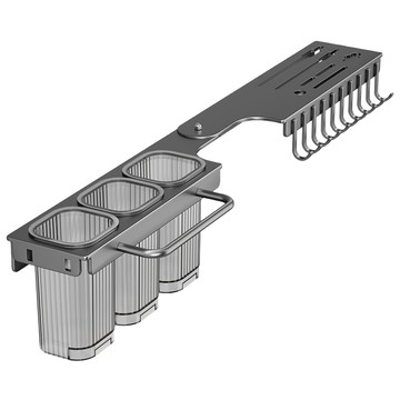 couselect 壁掛折疊轉角刀架 多功能廚房置物架 槍灰色 刀具筷子收納  1個  65 x 8.7 x 3cm