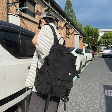 2025新款扎染大容量簡約休閒百搭書包初高中生通勤雙肩包