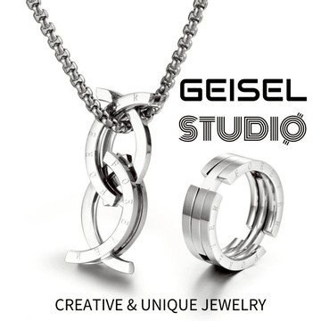 【GEISEL】可變形麻花戒指項鍊 戒指鍊 鈦鋼項鍊 中性項鍊 男生項鍊 情侶項鍊 個性項鍊 (B-011)