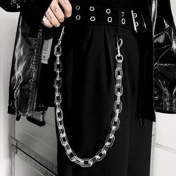 美少年 INS蹦迪超酷 透明褲鏈腰鏈 樹脂朋克金屬腰鏈配飾潮牌