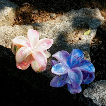 【現貨】髮夾 鯊魚夾 花朵 雞蛋花 漸層 海邊 度假 夏日 繽紛 髮飾 日本飾品 OSEWAYA