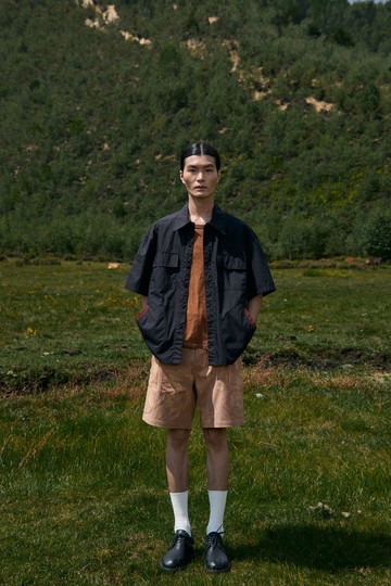 檳榔染拼接襯衫