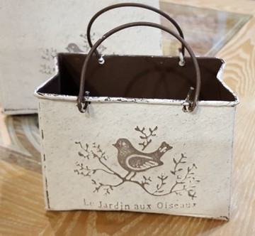 復古做舊鐵藝手提袋花器(小)