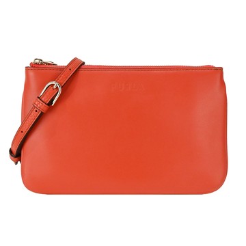 FURLA MIASTELLA壓印LOGO雙層斜背包-橘紅 _廠商直送