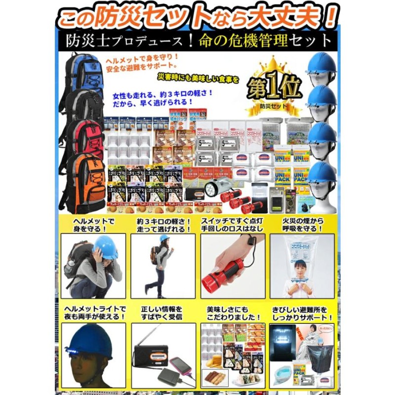 ヘルメット付き 防災グッズセット 防災セット 4人用 防災リュックCP