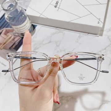 粗方框細腿平光鏡片防藍光眼鏡B鈦小巧攜帶舒適優雅眼鏡