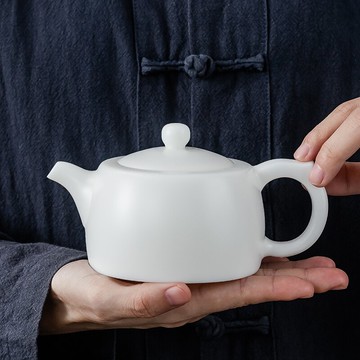 手工德化白瓷茶壺家用會客陶瓷泡茶器功夫茶具帶過濾孔單個壺