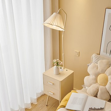 110v落地燈 立燈 客廳燈 奶油風落地燈臥室氛圍感客廳沙發公主裝飾擺件置物床頭柜臺燈一體
