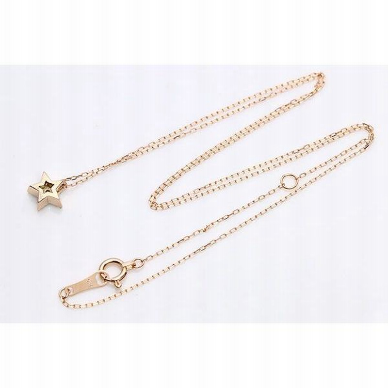 ダイヤ 0.11ct K18 PG WG 18金 ネックレス 星モチーフ・強く輝く